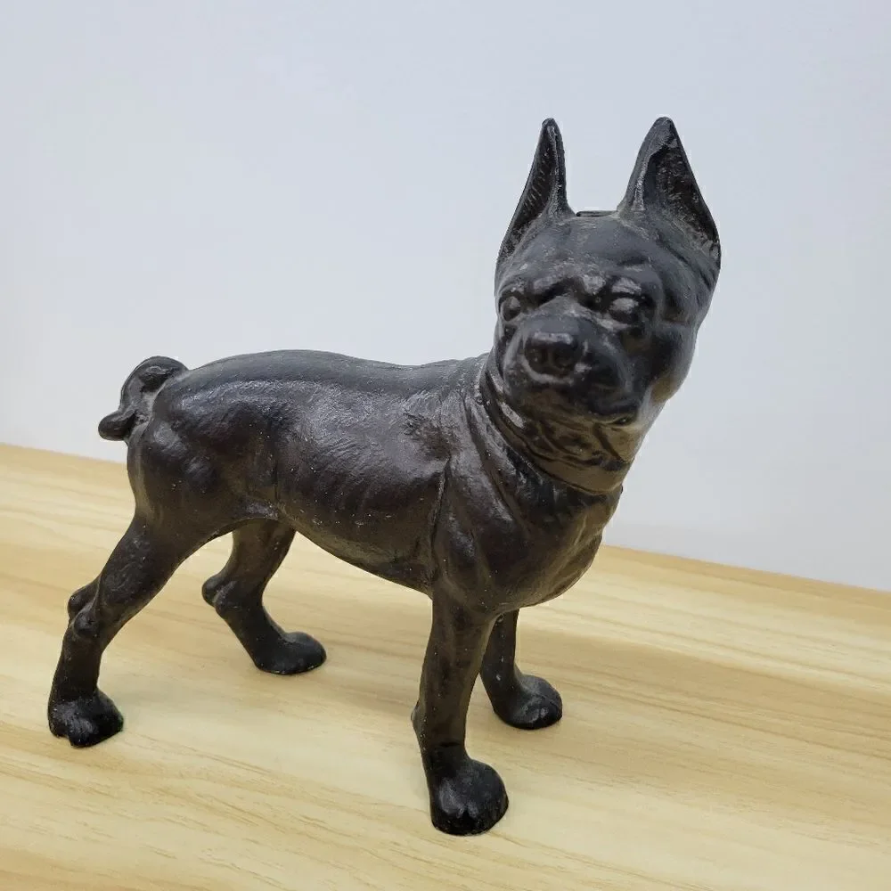 Vintage Cast Iron Dog Bosston Terrier Door Stop Figurine